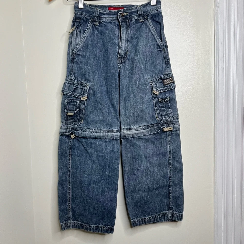 Vintage 90s Y2K Kids Arizona Convertible Cargo Jeans Size 10 Inseam 21”